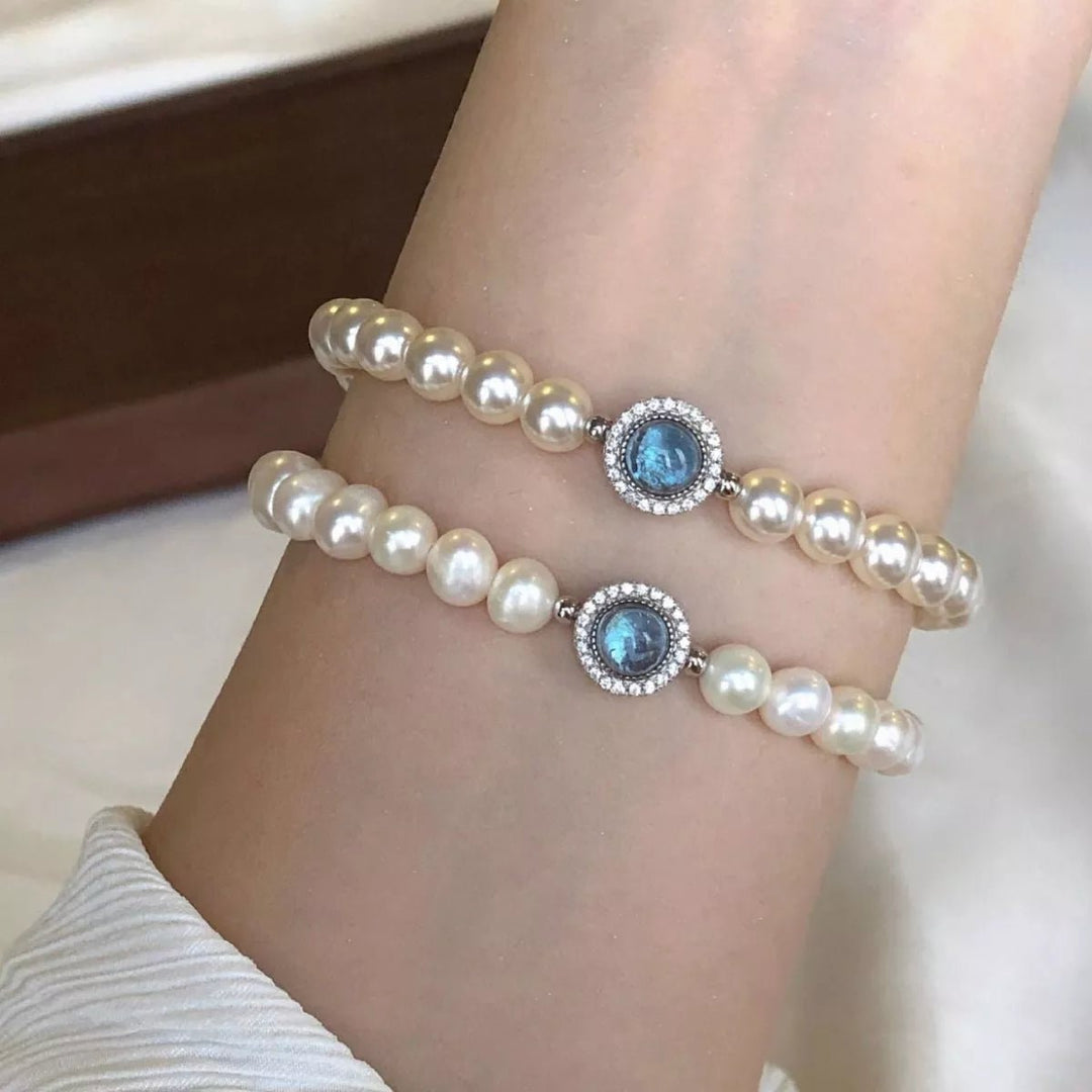 Sterling Silver Zircon Bead Pearl Bracelet - Nikki &amp; Co. Boutique