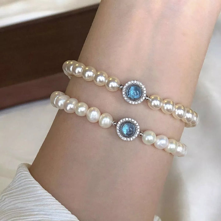 Sterling Silver Zircon Bead Pearl Bracelet - Nikki &amp; Co. Boutique