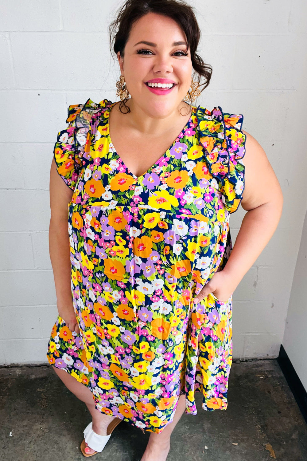 Indigo &amp; Lemon Floral Babydoll Ruffle Dress | Nikki &amp; Co. Boutique
