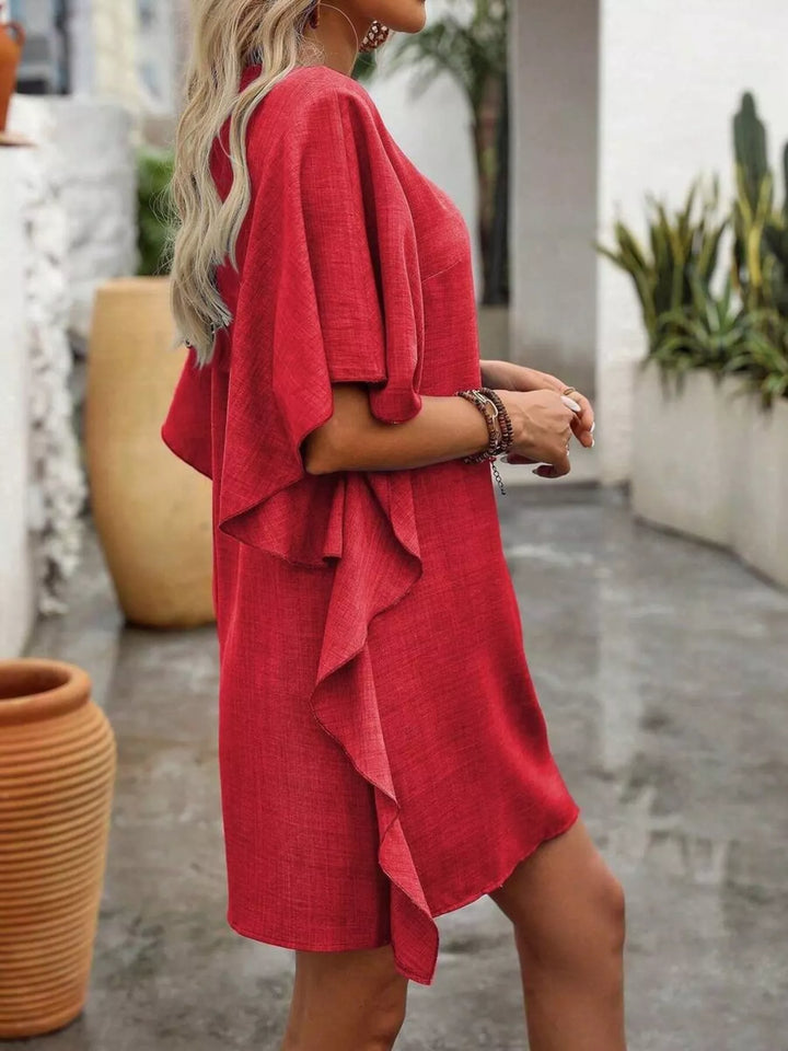 Ruffled Flutter Sleeve V-Neck Mini Dress | Nikki &amp; Co. Boutique