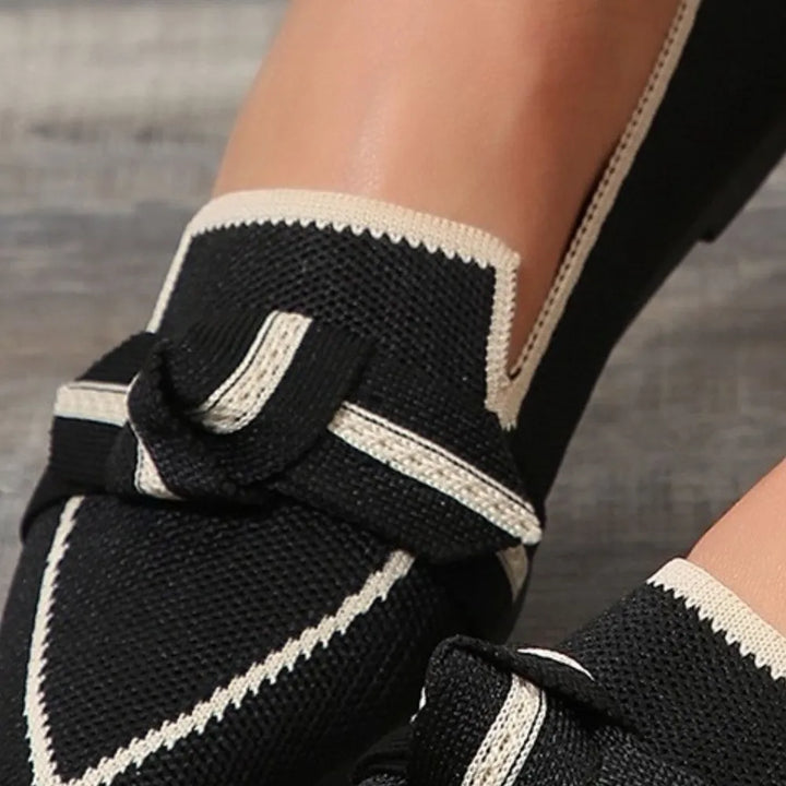 Bow Contrast Trim Point Toe Loafers | Nikki &amp; Co. Boutique