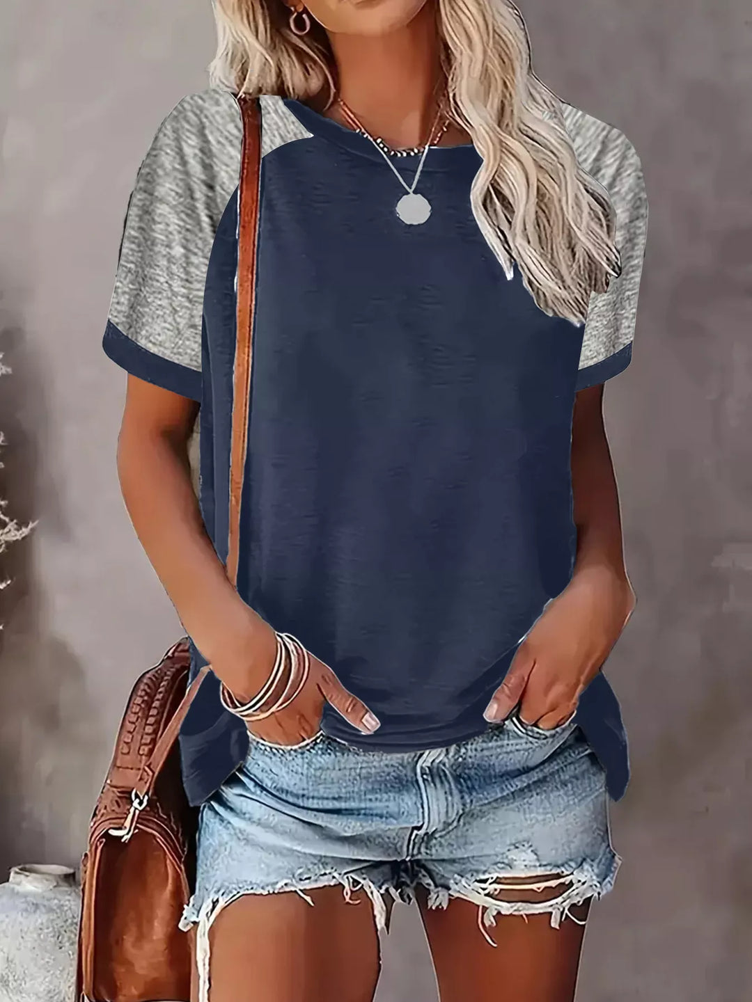 Plus Size Casual Color Block Raglan Sleeve T-Shirt | Nikki &amp; Co. Boutique