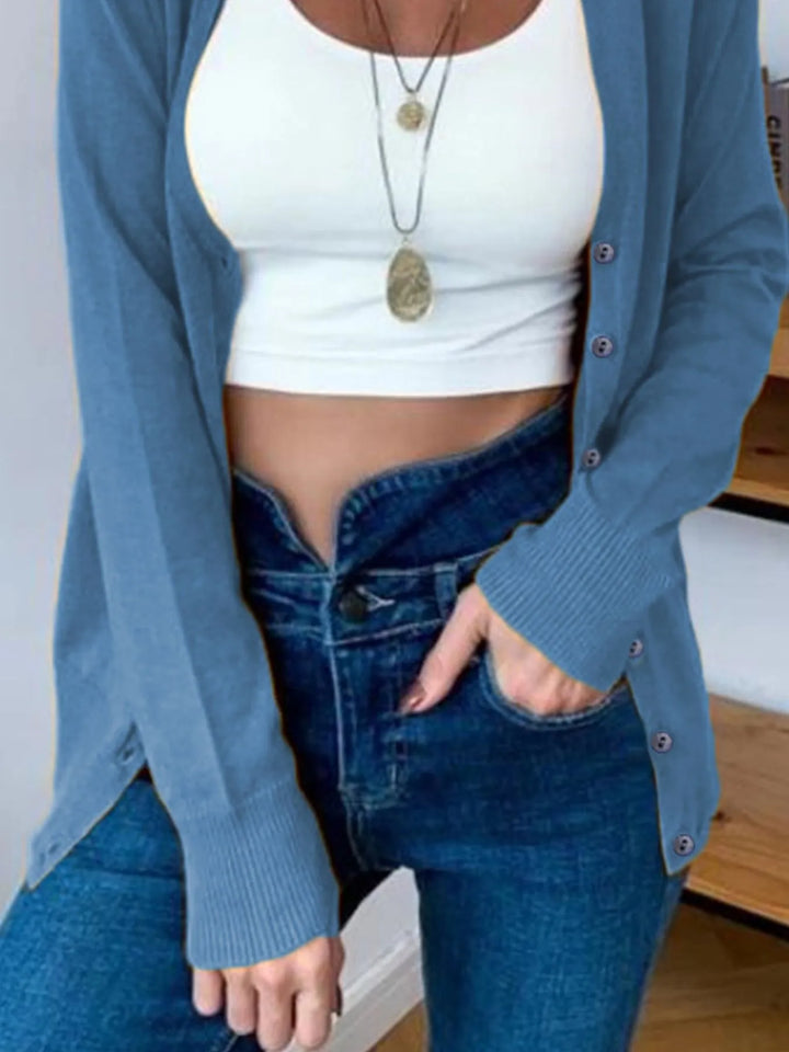 Button - Up Long Sleeve Cardigan - Nikki &amp; Co. Boutique
