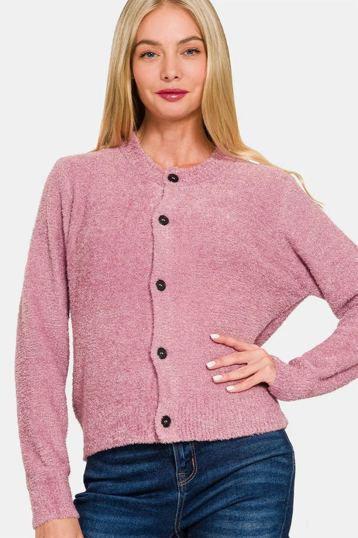 Zenana Button Down Long Sleeve Sweater Cardigan - Nikki &amp; Co. Boutique
