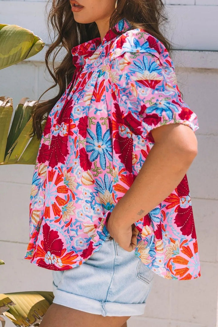 Floral Puff Sleeve Button-Up Tops | Nikki &amp; Co. Boutique