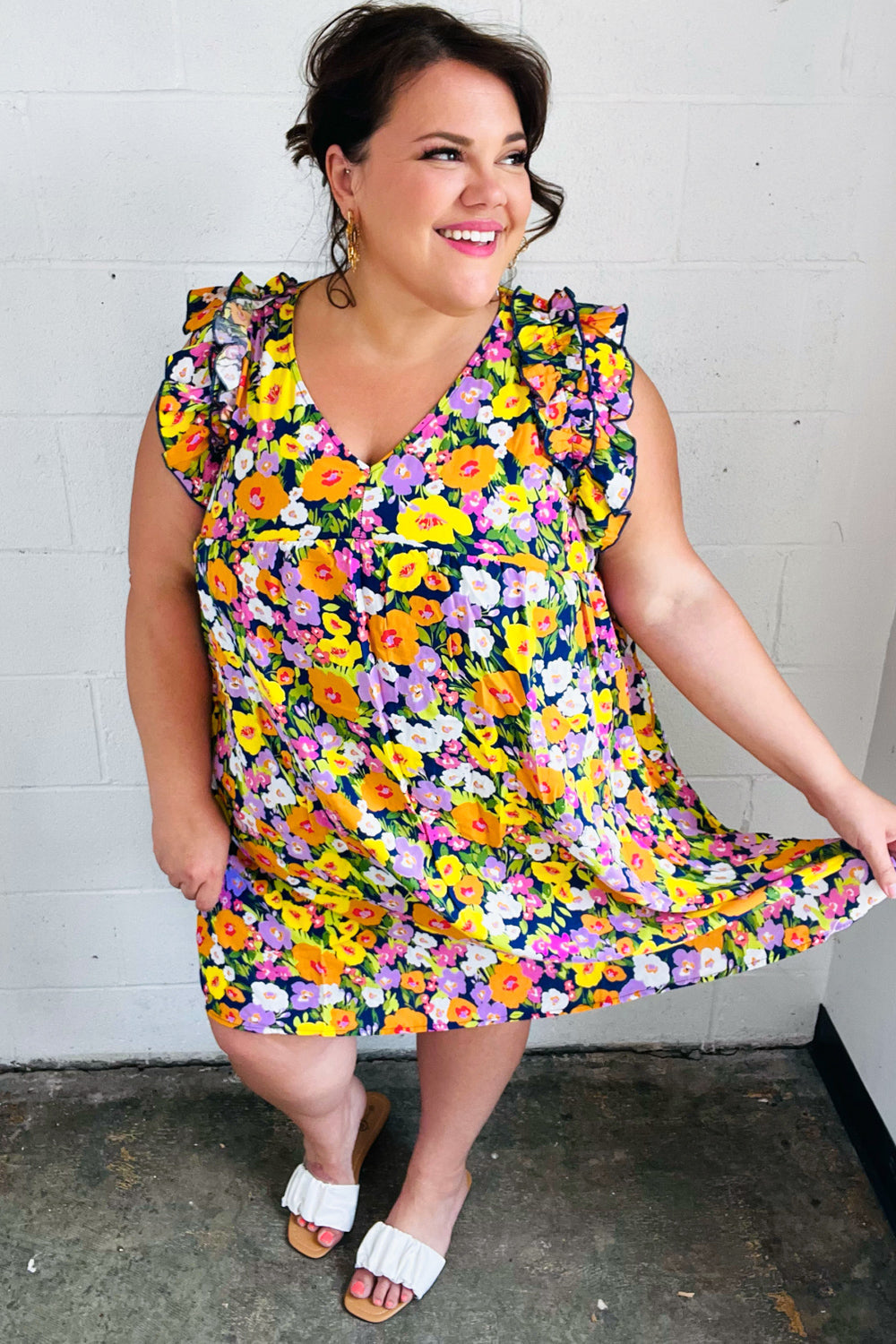 Indigo &amp; Lemon Floral Babydoll Ruffle Dress | Nikki &amp; Co. Boutique