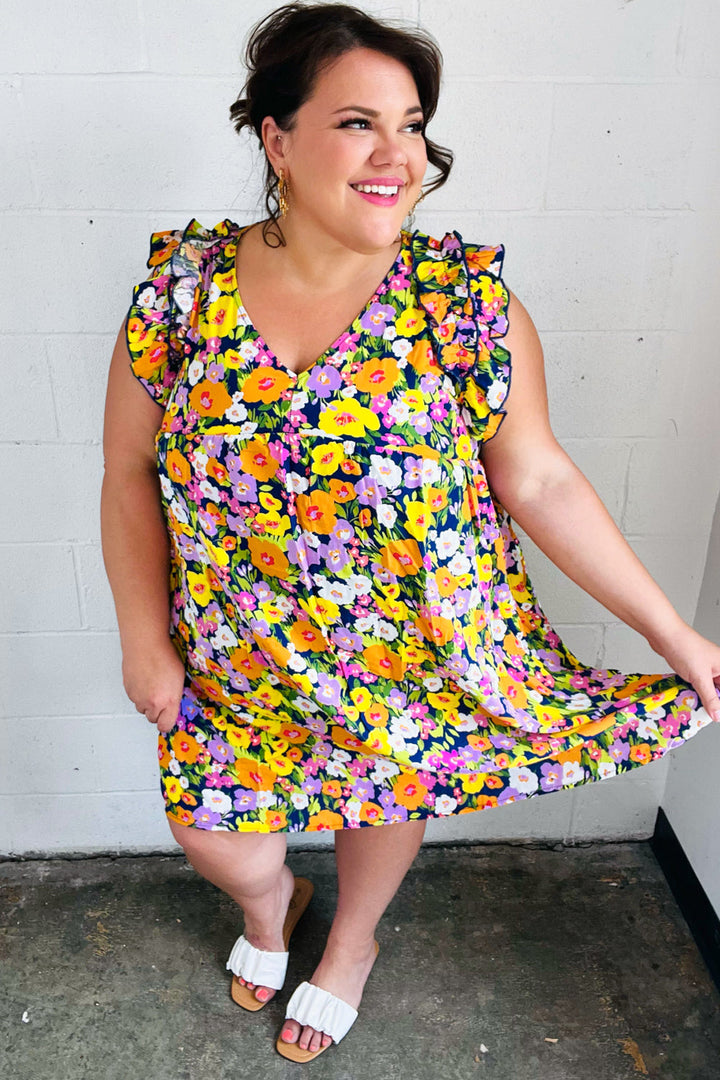 Indigo &amp; Lemon Floral Babydoll Ruffle Dress | Nikki &amp; Co. Boutique