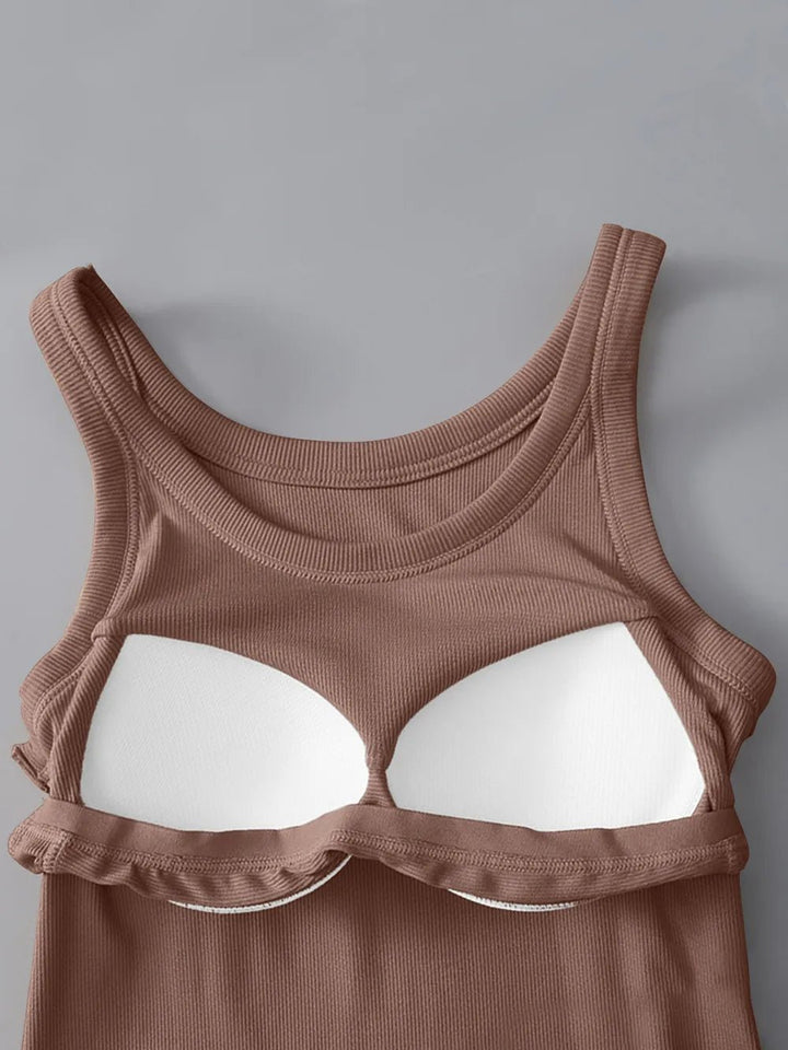 Round Neck Tank with Built - In Bra - Nikki &amp; Co. Boutique