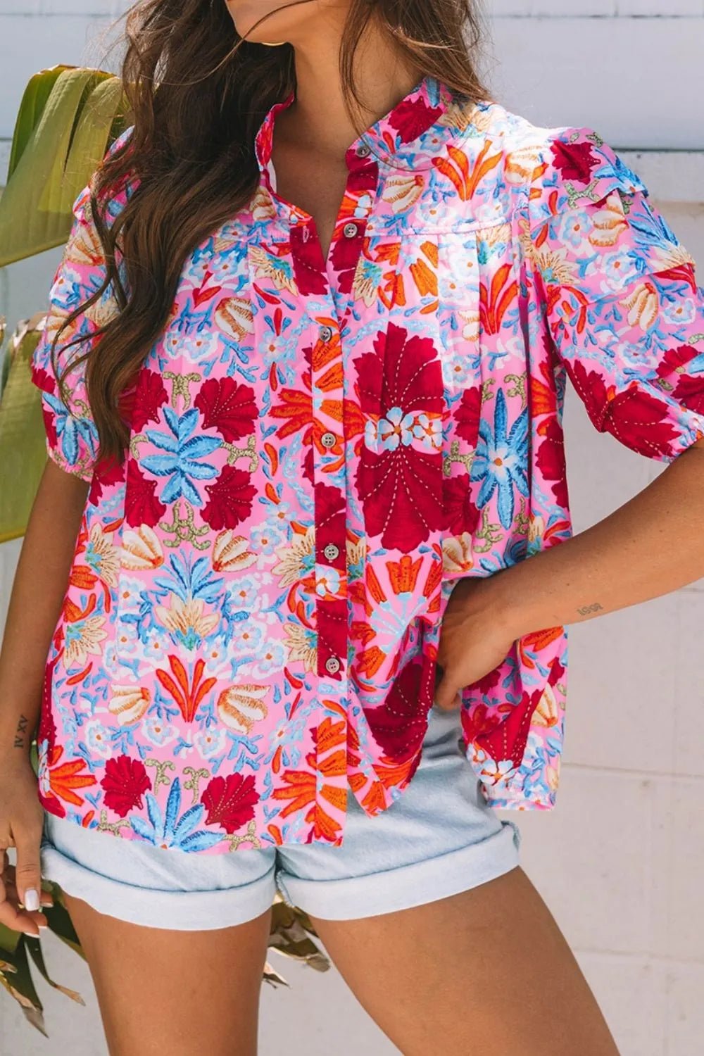 Floral Puff Sleeve Button-Up Tops | Nikki &amp; Co. Boutique