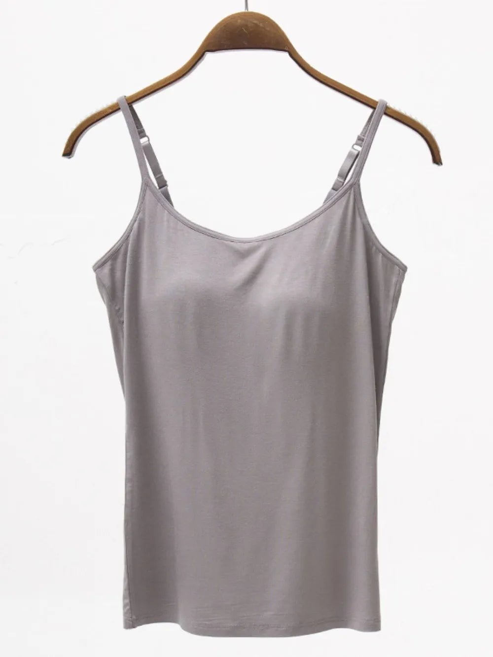 Full Size Adjustable Strap Modal Cami with Bra | Nikki &amp; Co. Boutique