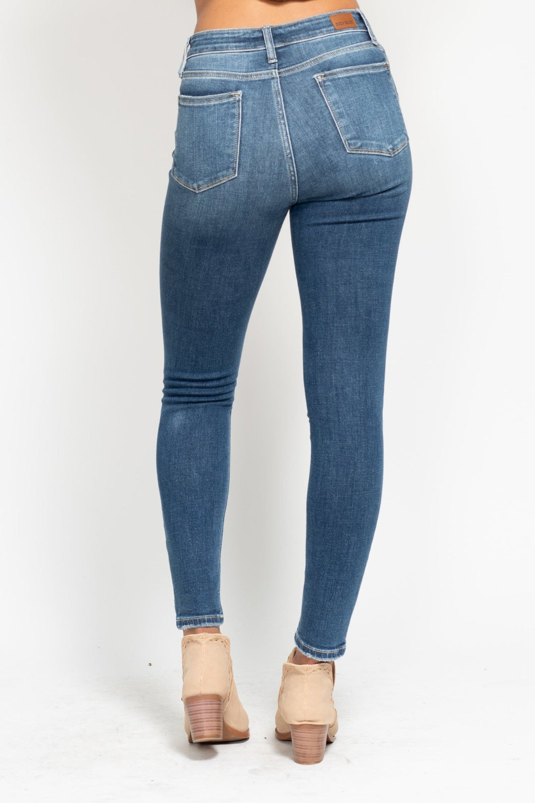 JB82319 — High Waist Button Fly Skinny, rear view. Judy Blue High Waist Button Fly Skinny Jeans (NP) | Nikki &amp; Co. Boutique