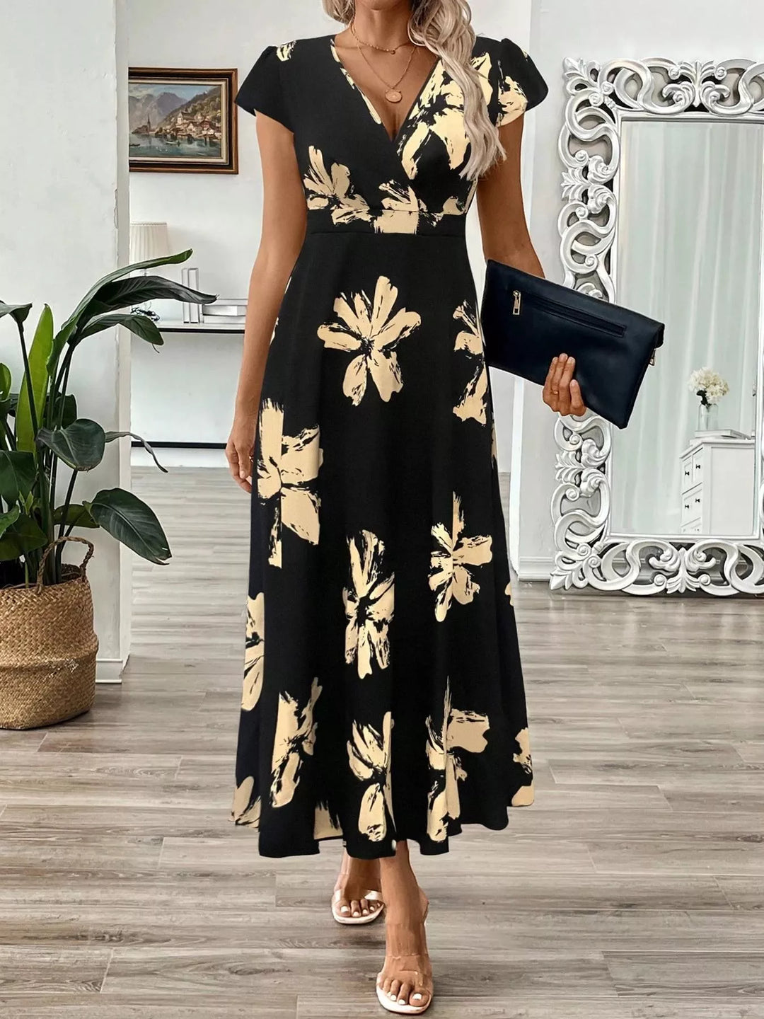 Surplice Cap Sleeve Midi Dress - Nikki &amp; Co. Boutique