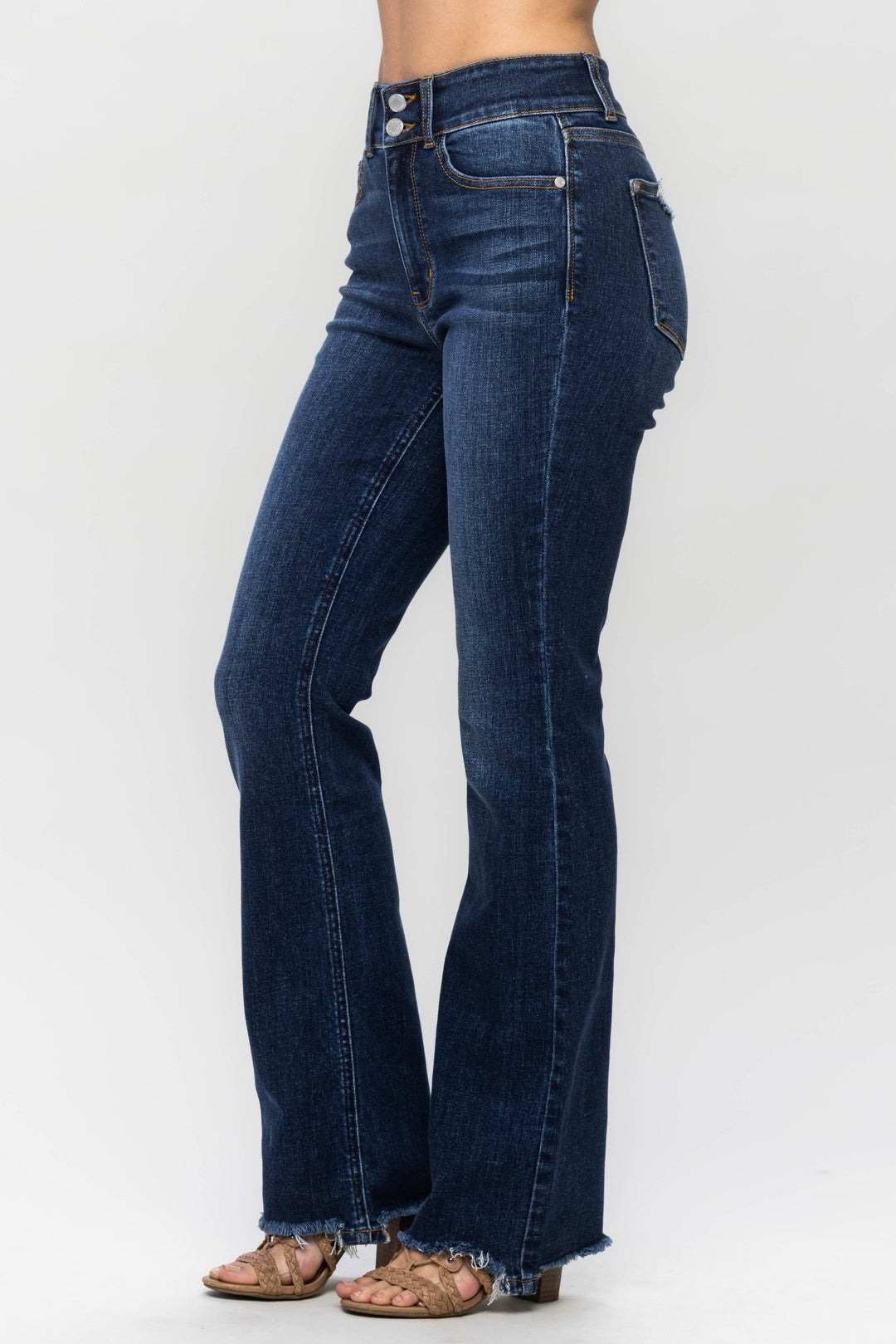JB82586 — Mid Rise Dark Wash Boot Cut, side view. Judy Blue Jeans (NP) - Mid Rise, Dark Wash Boot Cut | Nikki &amp; Co. Boutique