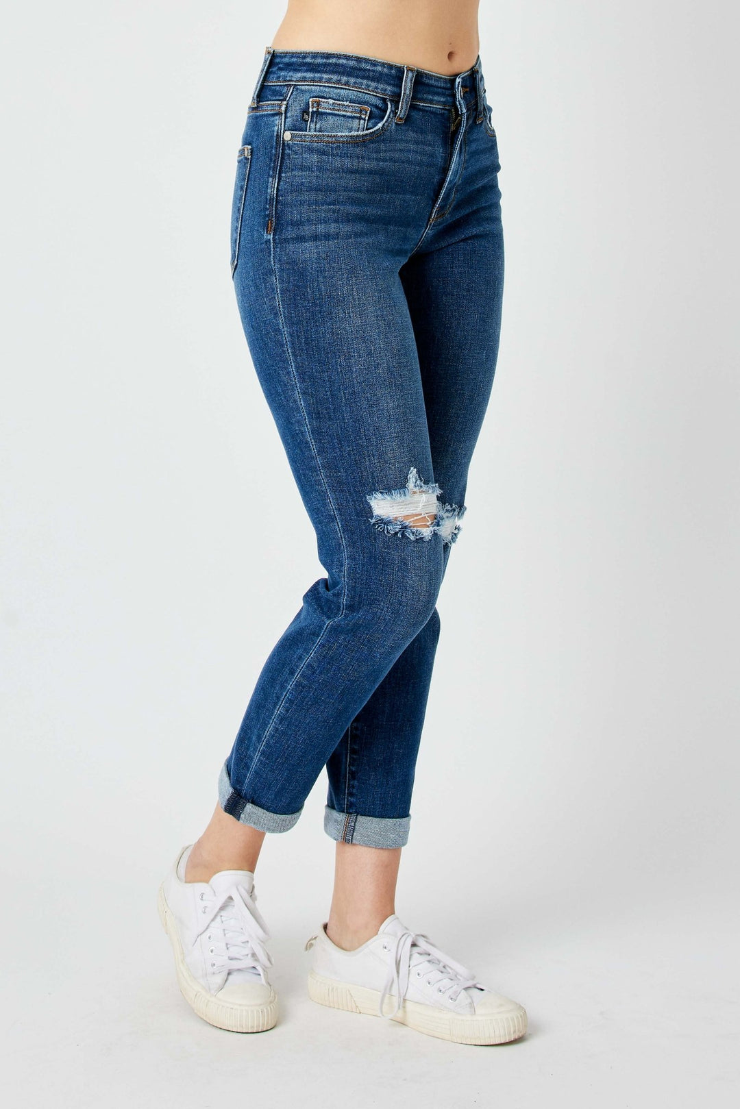 JB82607 — Mid Rise Destroy Slim, front view. Judy Blue Jeans (NP) - Mid Rise Destroy Slim Jeans | Nikki &amp; Co. Boutique
