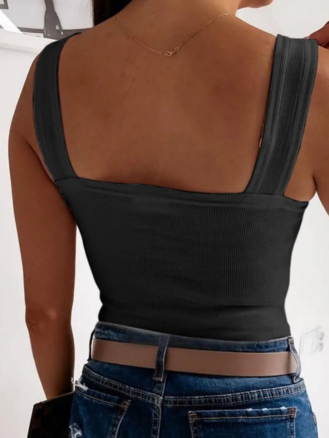 Square Neck Wide Strap Tank - Nikki &amp; Co. Boutique