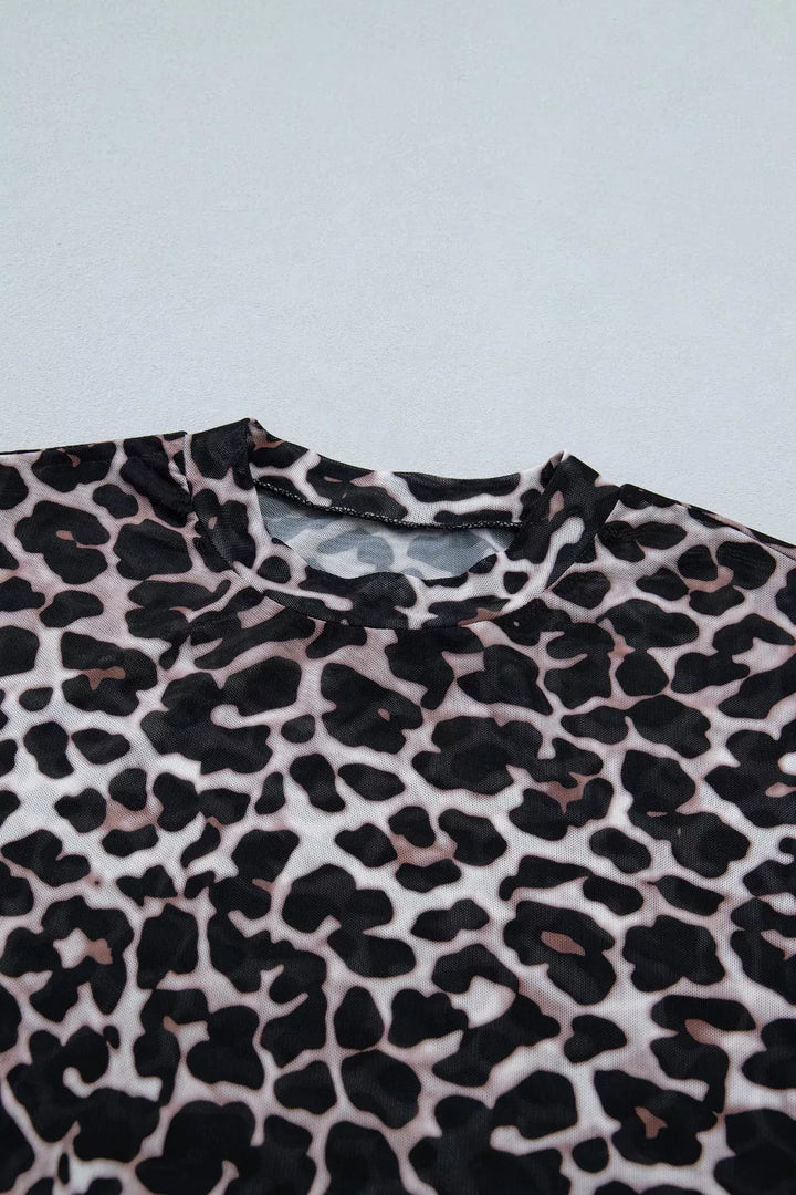 Leopard Print Sheer Mesh Short Sleeve Top - Nikki &amp; Co. Boutique