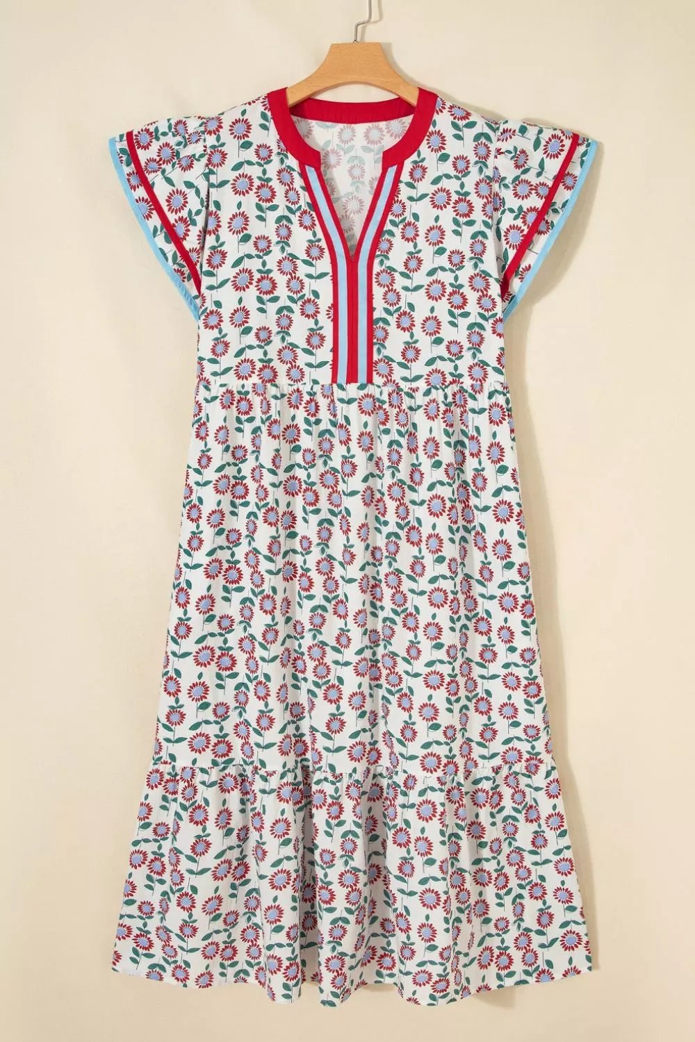 Floral Print Ruffle Sleeve Tiered Midi Dress - Nikki &amp; Co. Boutique