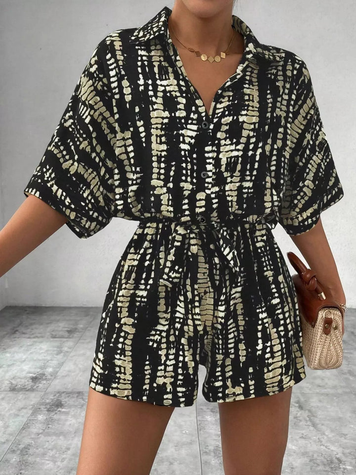 Striped Button - Up Belted Romper - Nikki &amp; Co. Boutique