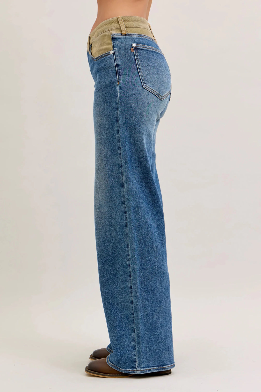 Judy Blue Mid-Rise Column Straight Jeans with Corduroy Waistband (NP) - Nikki &amp; Co. Boutique