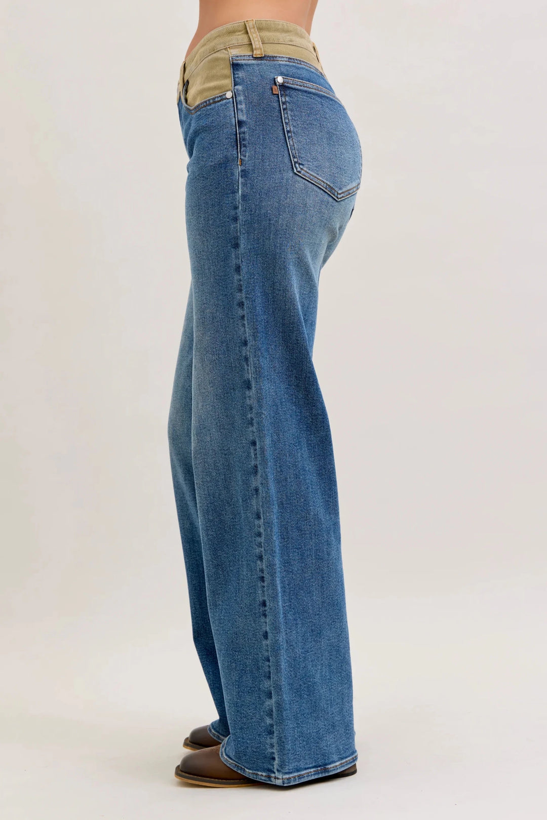 Judy Blue Mid-Rise Column Straight Jeans with Corduroy Waistband (NP) - Nikki &amp; Co. Boutique