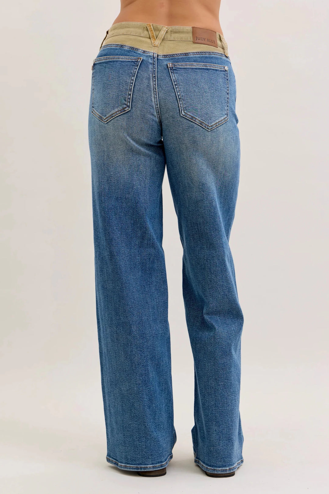 Judy Blue Mid-Rise Column Straight Jeans with Corduroy Waistband (NP) - Nikki &amp; Co. Boutique