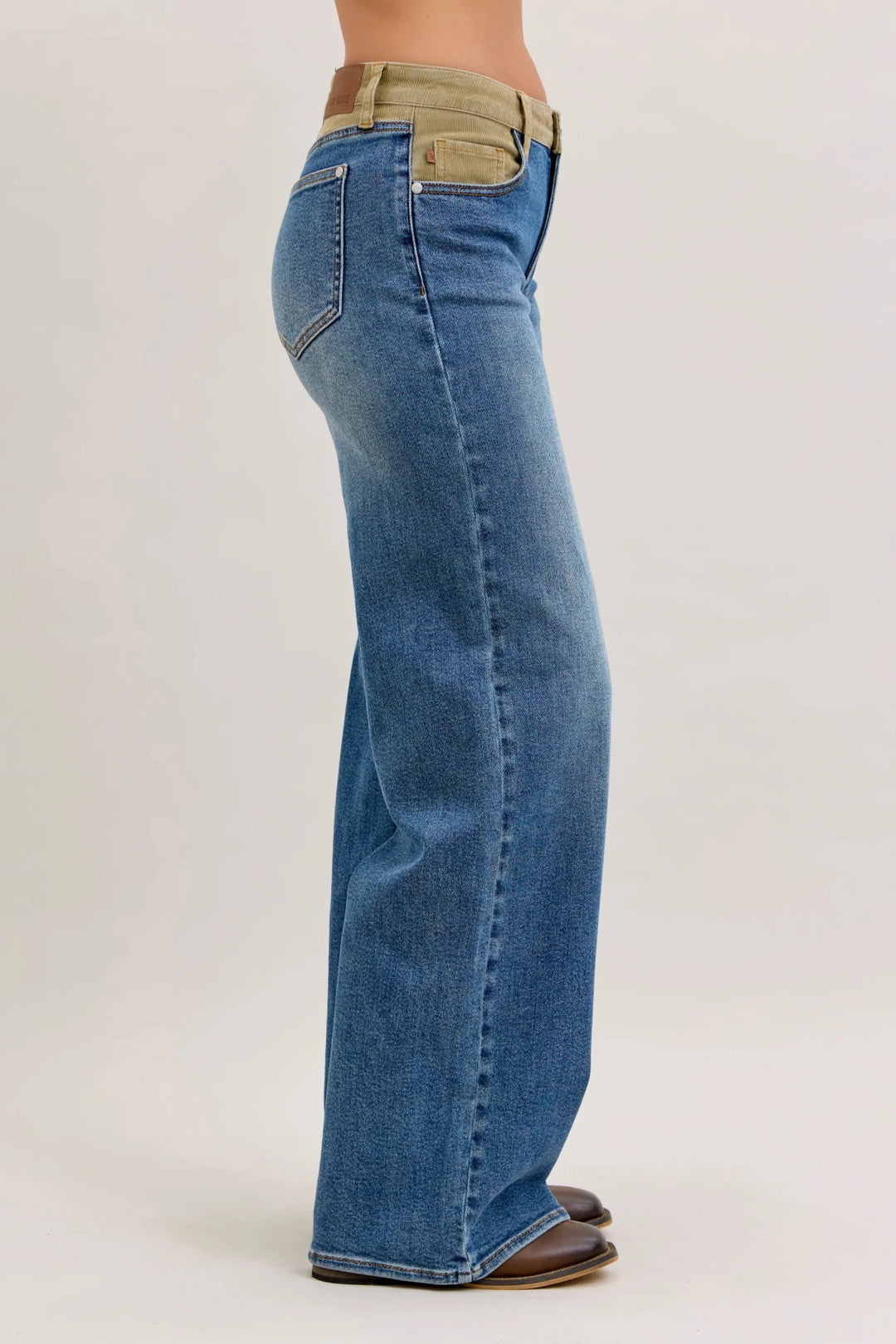 Judy Blue Mid-Rise Column Straight Jeans with Corduroy Waistband (NP) - Nikki &amp; Co. Boutique