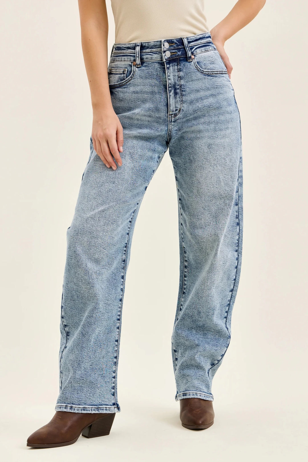 Judy Blue Marlowe High-Rise Arc-Leg Double-Waistband Jeans (NP) - Nikki &amp; Co. Boutique
