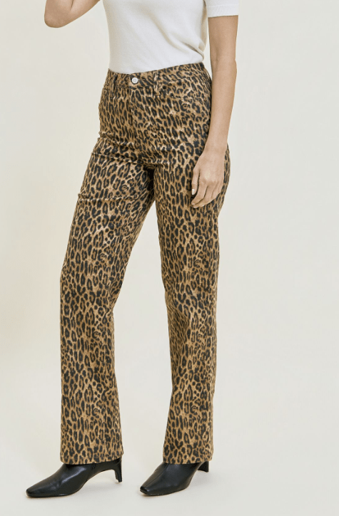 Judy Blue Kimberly High-Rise Tummy Control Leopard Straight Jeans (NP) - Nikki &amp; Co. Boutique