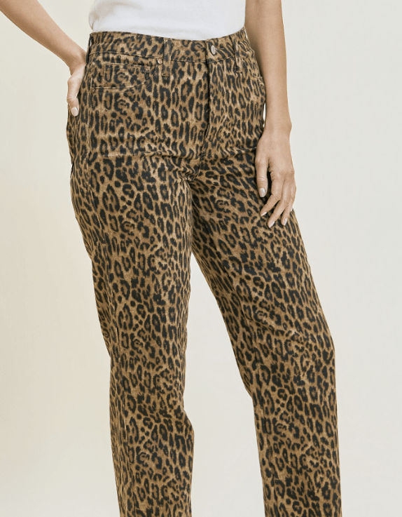 Judy Blue Kimberly High-Rise Tummy Control Leopard Straight Jeans (NP) - Nikki &amp; Co. Boutique