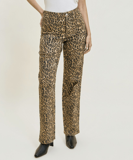 Judy Blue Kimberly High-Rise Tummy Control Leopard Straight Jeans (NP) - Nikki &amp; Co. Boutique