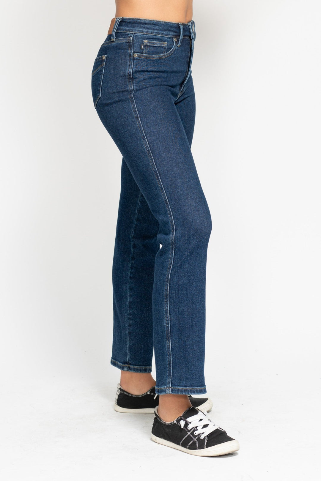 Judy Blue High Rise Tummy Control Classic Straight, side view. Judy Blue Jeans (NP) - High Rise Tummy Control Classic Straight | Nikki &amp; Co. Boutique