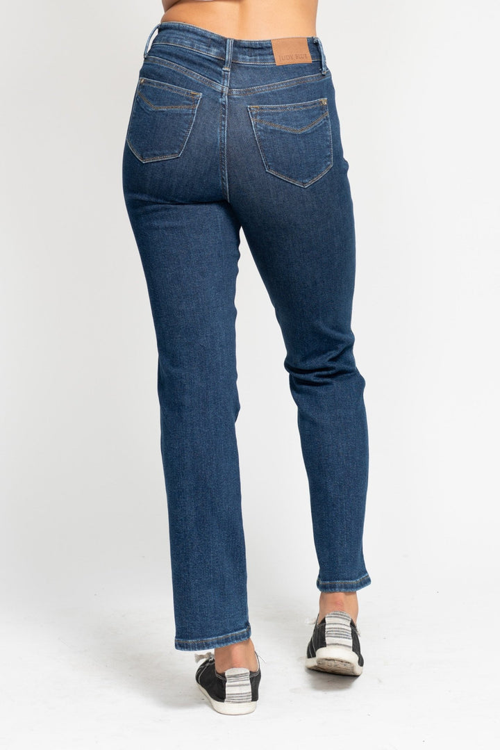 Judy Blue High Rise Tummy Control Classic Straight, rear view. Judy Blue Jeans (NP) - High Rise Tummy Control Classic Straight | Nikki &amp; Co. Boutique