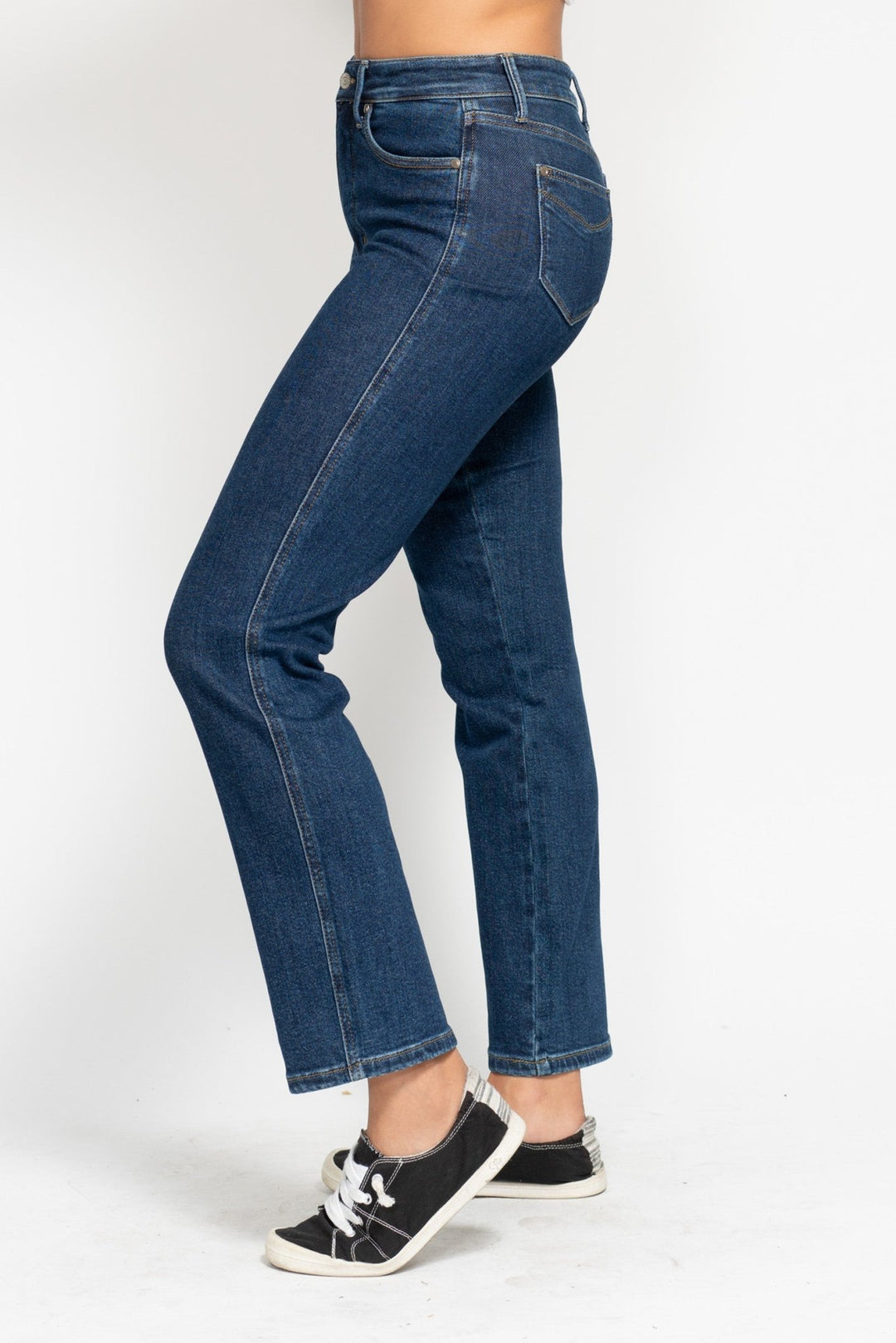 Judy Blue High Rise Tummy Control Classic Straight, side view. Judy Blue Jeans (NP) - High Rise Tummy Control Classic Straight | Nikki &amp; Co. Boutique