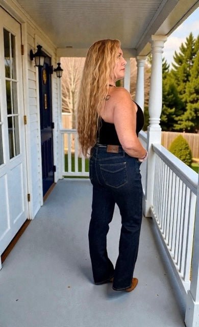 Judy Blue High Rise Tummy Control Classic Straight, rear view. Judy Blue Jeans (NP) - High Rise Tummy Control Classic Straight | Nikki &amp; Co. Boutique