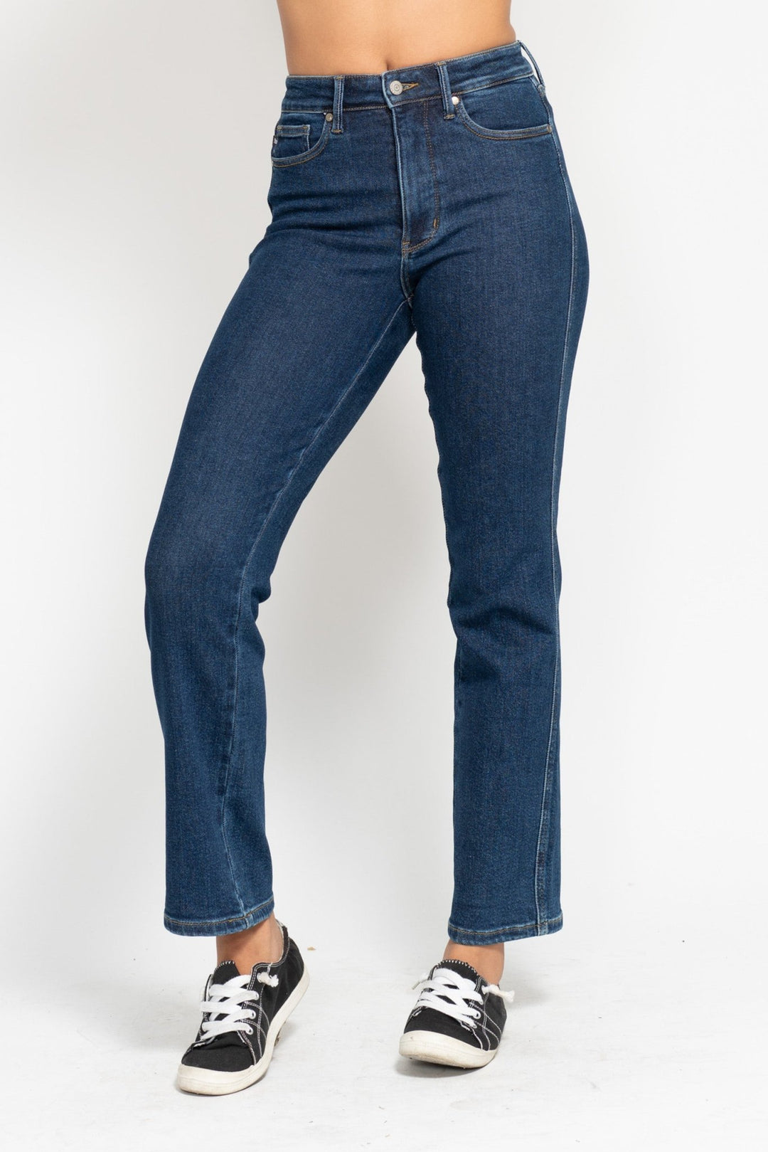 Judy Blue High Rise Tummy Control Classic Straight, front view. Judy Blue Jeans (NP) - High Rise Tummy Control Classic Straight | Nikki &amp; Co. Boutique