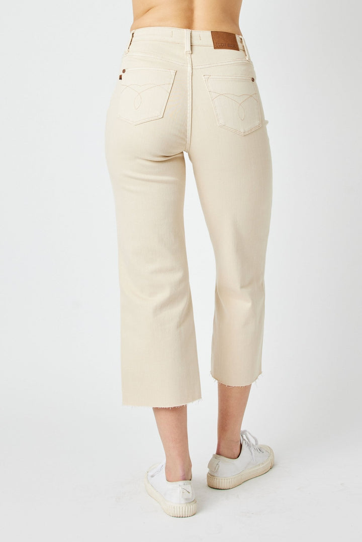 Judy Blue Jeans (NP) - High Waisted Garment Dyed Bone - Wide leg Crop Jeans | Nikki &amp; Co. Boutique
