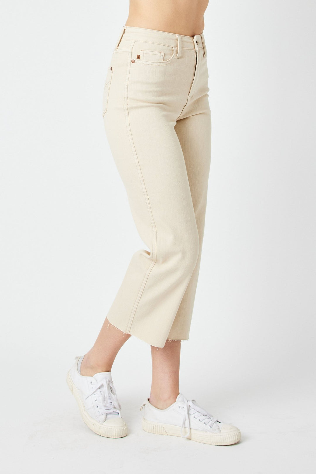 Judy Blue Jeans (NP) - High Waisted Garment Dyed Bone - Wide leg Crop Jeans | Nikki &amp; Co. Boutique