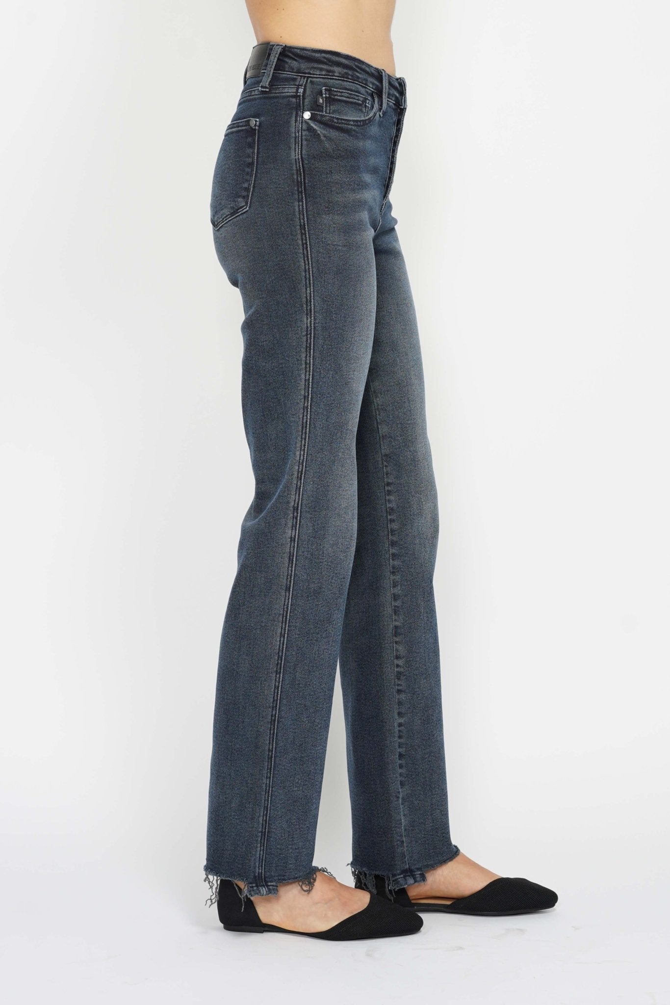 Judy Blue Jeans (NP) - High Rise Button Fly Hem Distressed - Nikki and Co Boutique
