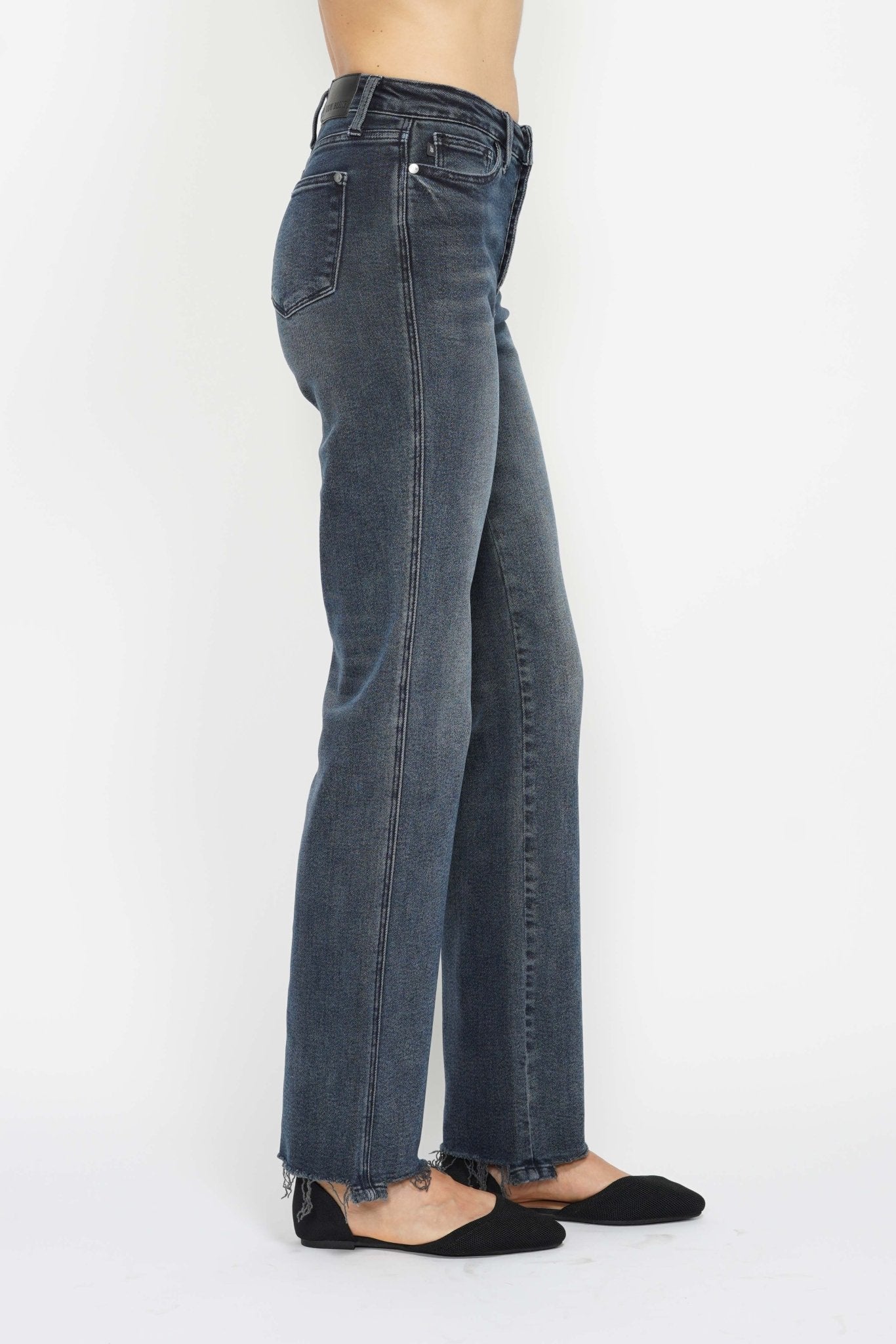 Judy Blue Jeans (NP) - High Rise Button Fly Hem Distressed - Nikki and Co Boutique