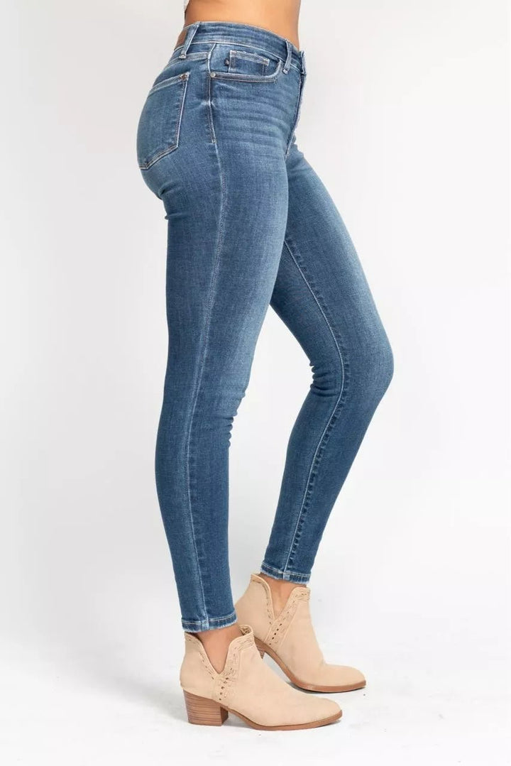 Judy Blue Full Size High Rise Button Fly Skinny Jeans Plus Size - Nikki &amp; Co. Boutique