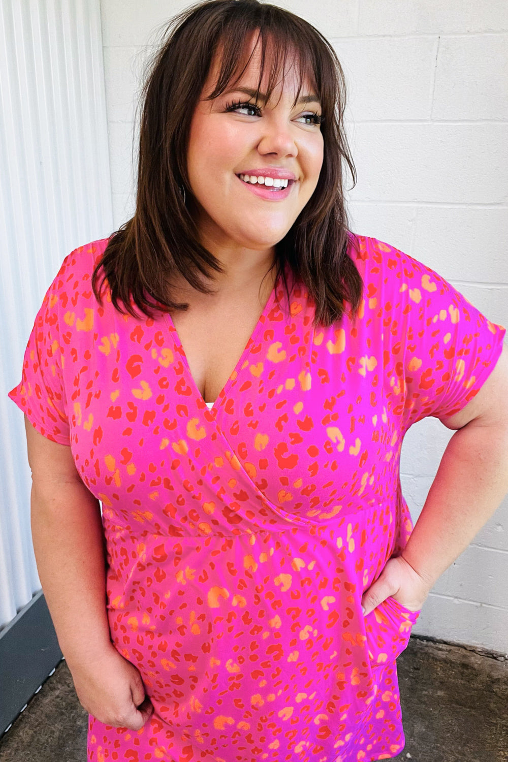 Rose Leopard Surplice V Neck Pocketed Dress | Nikki &amp; Co. Boutique