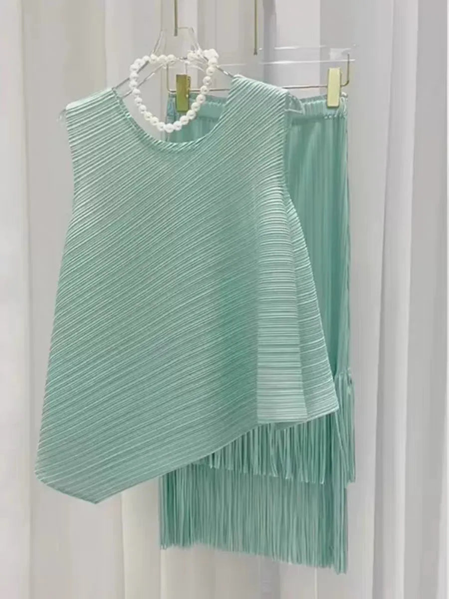 HKSH Spring Summer New Women Tide Young Style Y2K Contracted Fashion Ins Elegant Temperament Pleated Fabricevening Dress HK5086