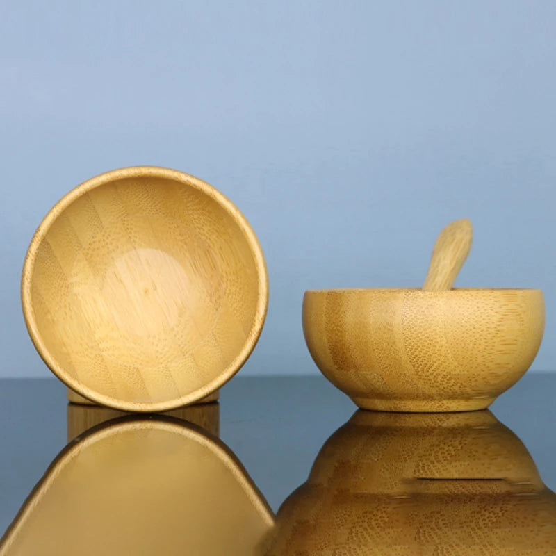 Mini Size Bamboo DIY Face Mask - Mixing Bowl with Spoon, Aromatherapy Bowl Set, Massage Oil Face Care, Makeup Tool Kits, Accessories