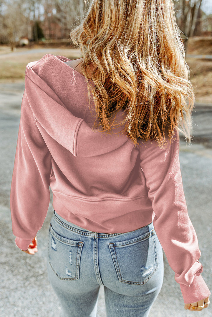 Half-Zip Thumbhole Sleeve Hoodie | Nikki &amp; Co. Boutique