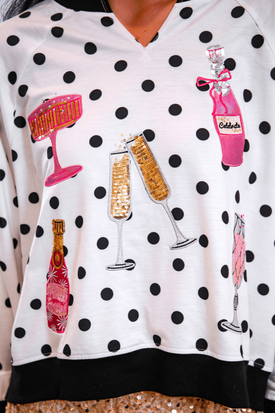 Jess Lea - Polka Dot Cheers Terry Pullover (Pre-order) - Nikki &amp; Co. Boutique