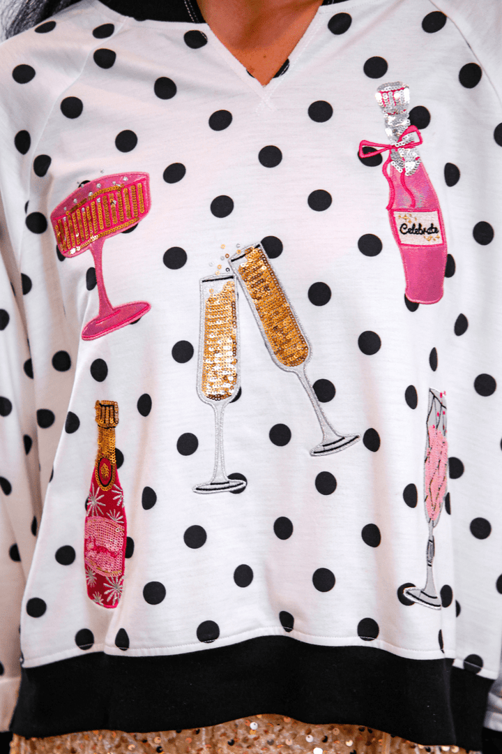 Jess Lea - Polka Dot Cheers Terry Pullover (Pre-order) - Nikki &amp; Co. Boutique