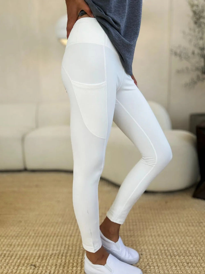 Wide Waistband Full-Length Sports Leggings with Pockets - Nikki &amp; Co. Boutique
