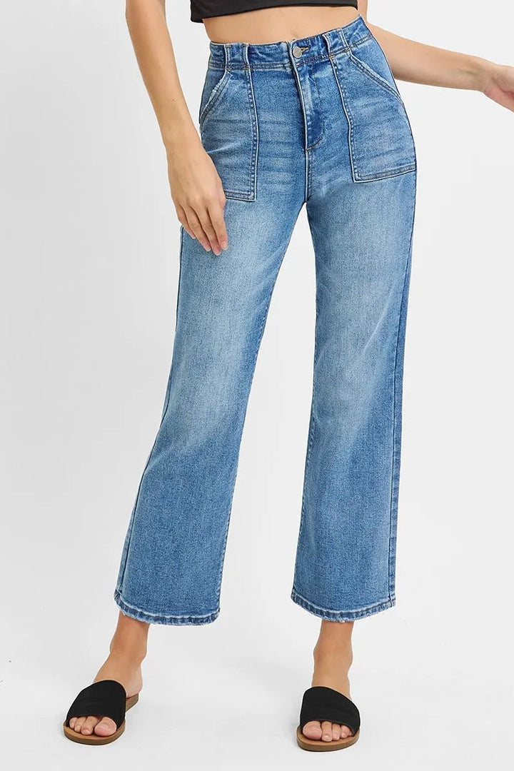 RISEN Full Size High Waisted Bootcut Cropped Jeans Plus Size - Nikki &amp; Co. Boutique
