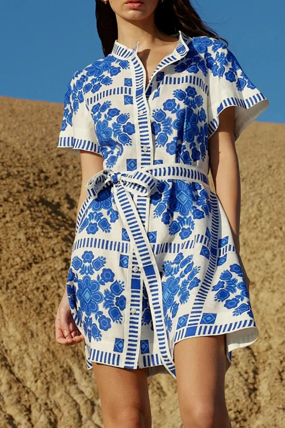 Printed Tie Waist Shorts Sleeve Dress | Nikki &amp; Co. Boutique
