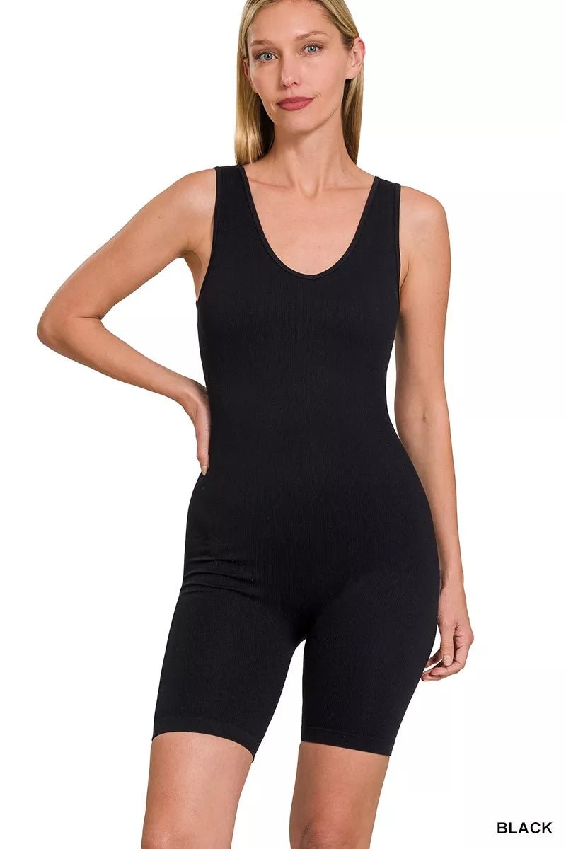 Zenana Ribbed Seamless Sports Romper | Nikki &amp; Co. Boutique